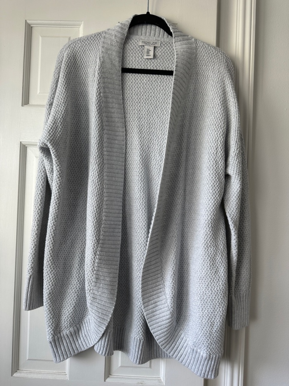 Rachel Zoe Light Gray Open-Front Textured Cardigan